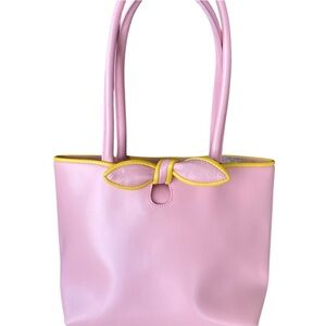 Furla Vintage Y2K Pink & Yellow Bow Tote/Shoulder Bag Elegant Structured Design